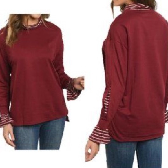 Very J Tops - Very J Striped Solid Turtleneck Tunic Top